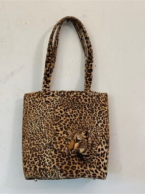 Vintage Leopard Print Tote Bag Brown Animal Print